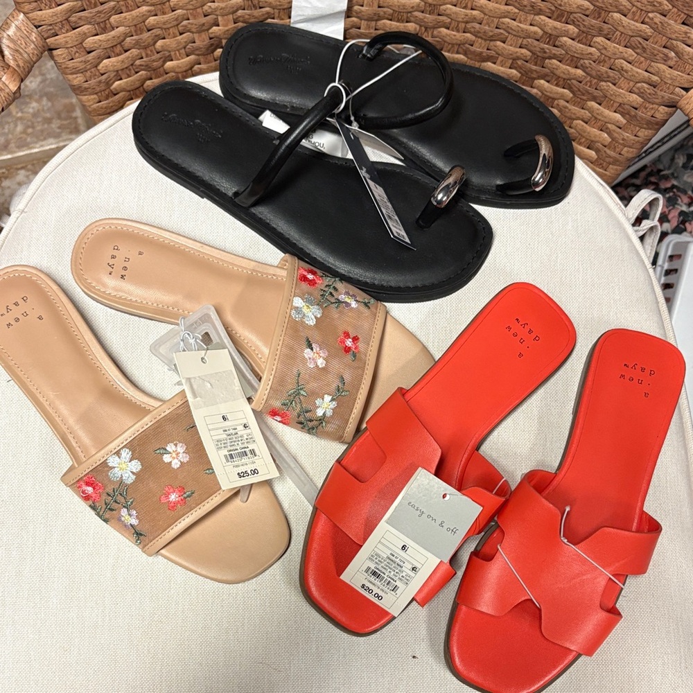 NWT three pair size 6 1/2 a new day shoes as shown in the picture